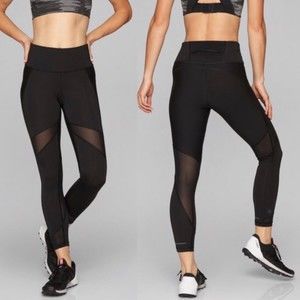 Athleta Stealth Mesh 7/8 Tight Black High-Rise Woman’s Sporty Leggings Size XL